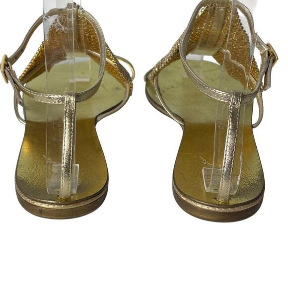 Giuseppe Zanotti Spipiott Flat Sandal Swarovski Crystal Gold Size 8.5 (38.5) - Picture 5 of 9